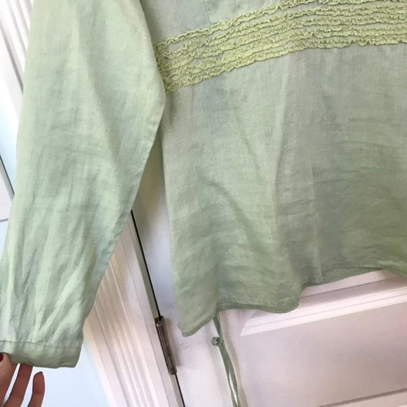 Y2K Edward Linen Blouse Fairy Whimsical Renfaire Medieval Ruffled Popover Top - Picture 7 of 9
